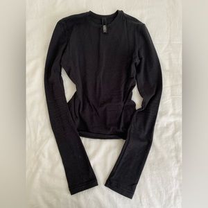 COTTON JERSEY LONG SLEEVE T-SHIRT in Black